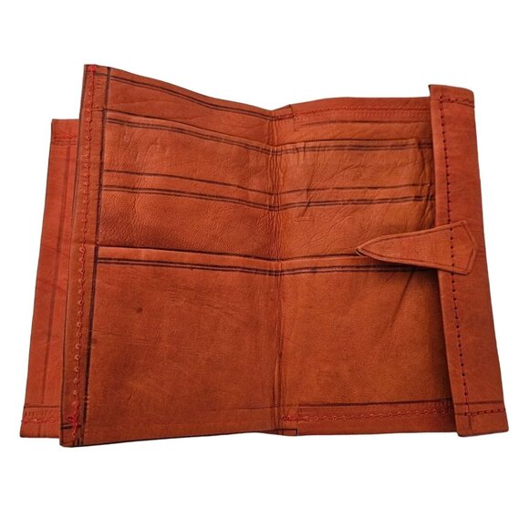 Leather Moroccan Wallet With Camel & Palm Tree Design ***Broken Strap-See NOTE - Picture 4 of 7